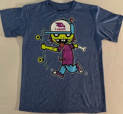 Tony Hawk Zombie Skateboarding T-Shirt Blue (Teen Youth Medium) Polyester