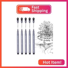 Micro Fineliner Drawing Art Pens: 5 Pack 0.25 mm Black Fine Line Waterproof Ink