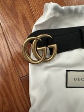 Authentic Unisex Gucci Black Leather GG Belt - Size 36-38 (105cm)