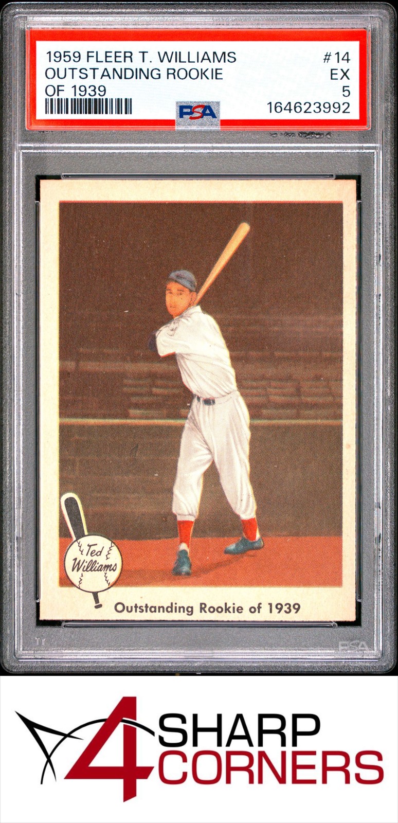 1959 FLEER TED WILLIAMS #14 OUTSTANDING ROOKIE OF 1939 PSA 5