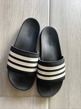 Adidas Black With White Stripes Slides Women s Size 9