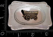 LK20160 *NOS* VINTAGE ***WESTERN COVERED WAGON*** LINE DESIGN BELT BUCKLE