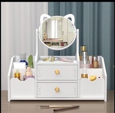 Vanity Makeup Organizer Mirror Drawers Cosmetic Storage Box Jewelry Holder