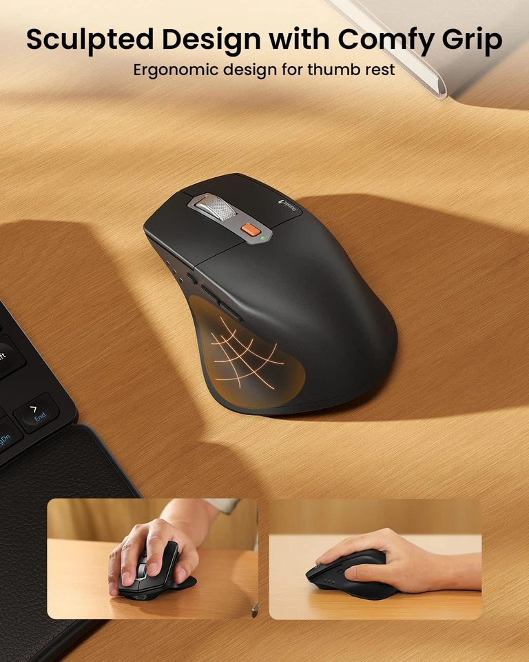 New- ProtoArc Bluetooth Ergonomic Keyboard Mouse, EKM04 Wireless (Black) - Image 2 of 4