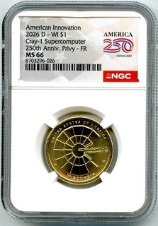 2026 $1 D WISCONSIN AMERICA 250 LIBERTY BELL PRIVY NGC MS 66 DOLLAR LIMITED FR