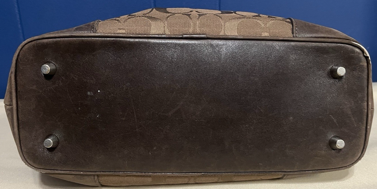 Coach Signature H1J-6089 Brown Canvas/Leather Shoulder Bag Purse 