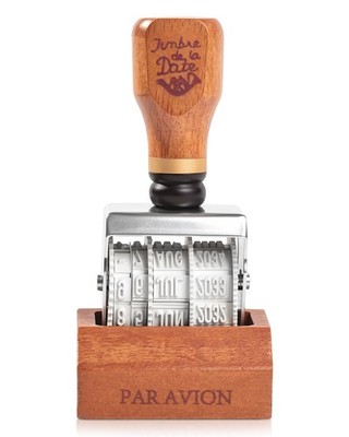 Roller Date Stamp, Rubber Stamp with Wooden Handle & Base, Date Stamper for DIY