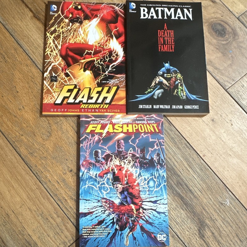 DC Comics Trade Paperback Graphic Novel Lot: Flash Rebirth, Flashpoint, Batman