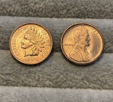 1909 Indian Head  VDB Lincoln Cents Gem BU Red Lustrous Pair