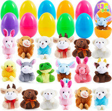JOYIN 12 Pcs Prefilled Easter Eggs with Plush Toys, Plastic Eggs Filled with Min
