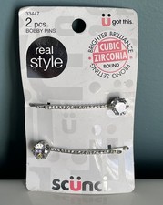 Scunci Real Style 2 pcs Bobby Pins, Silver, 33447