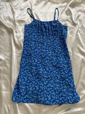 Vintage 1990s Express Blue Ditzy Floral Skort Dress Summer Size 6