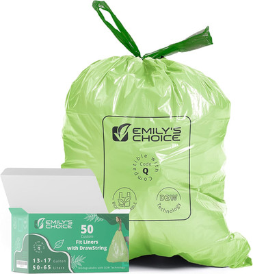 Biodegradable Trash Bag Code Q (50 Count), Heavy Duty Tall Trash Bag Compatible