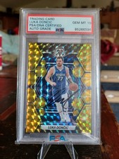 Luka Dončić Auto On Card - 2022-23 Panini Mosaic Yellow Reactive Prizm - PSA 10 