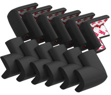 12-Pack Soft Corner Protectors, Baby Proofing Foam Edge Guards Black 