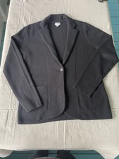 J.Crew Factory Black Knit Sweater Blazer Jacket One Button 100 Cotton MEDIUM