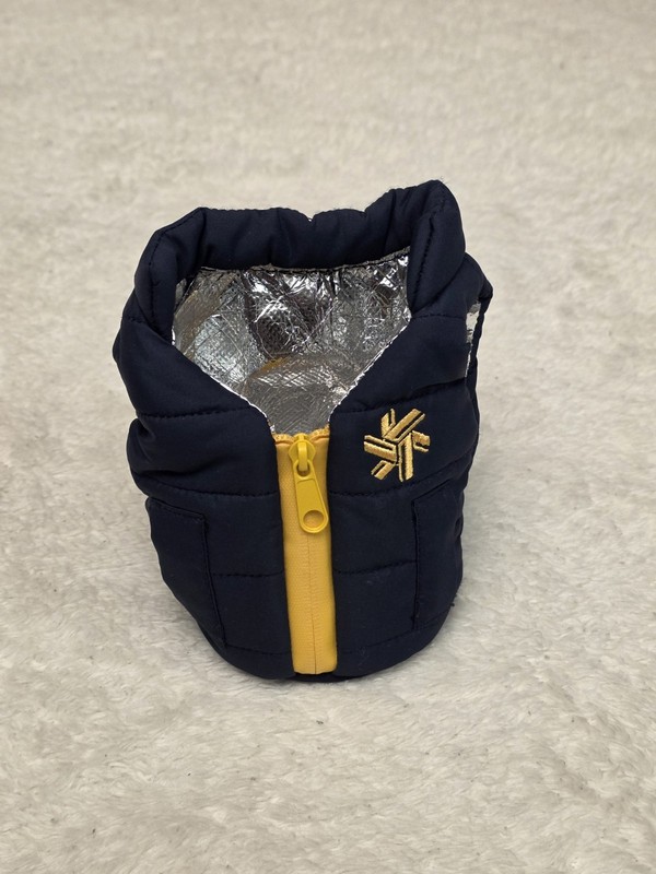 Puffin Drinkwear Insulated Beverage Vest - Navy Blue & Gold - Beverage Jacket