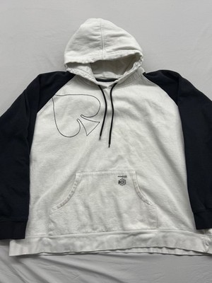 Vintage Reebok Classic Spade Embroidered Raglan Pullover Hoodie White Black L
