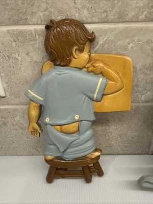 Vintage 1966 & 70 Sexton Metal Wall Art Plaques Boy & Girl
