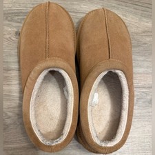 Target Suede Faux Fur Lined Slippers Tan, Women s Size 10