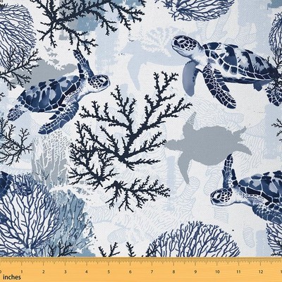 Feelyou Sea Turtle Fabric By The Yardocean Reptile Tortoise Upholstery Fabric