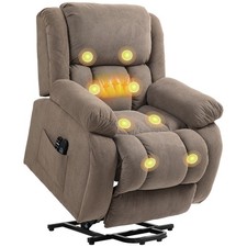 HOMCOM Power Lift Recliner Chair, Reclining Chair with Massage, Light Brown