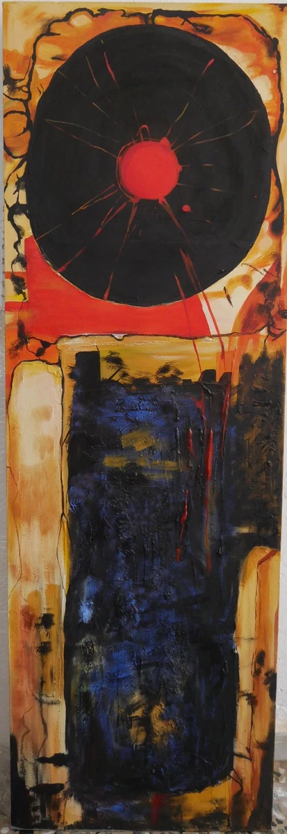 Original abstract painting acrylics on canvas  50 x 151 cm signed by the artist