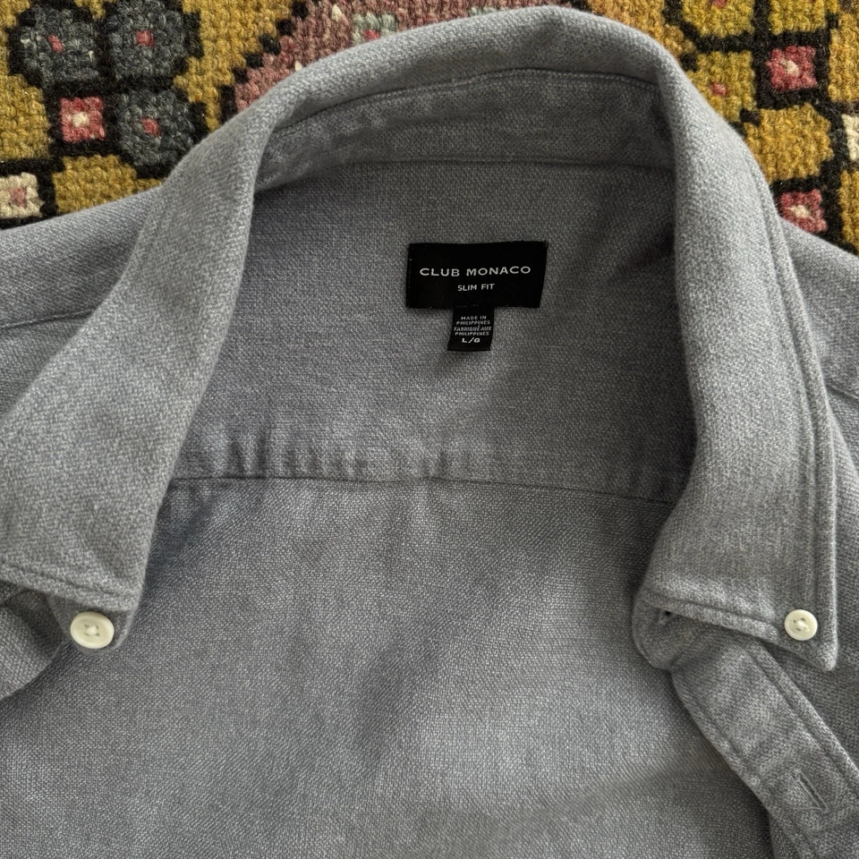 Men’s Club Monaco Long Sleeve Light Gray Button Down Shirt Sz L - Image 3 of 4