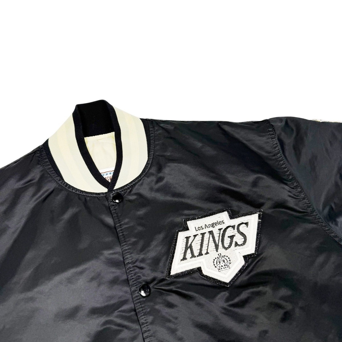 Vtg Rare NHL Los Angeles Kings Black Starter Satin Bomber Jacket