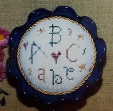 Claire Hatten ABC Basket Pincushion cross stitch pattern country decor vintage