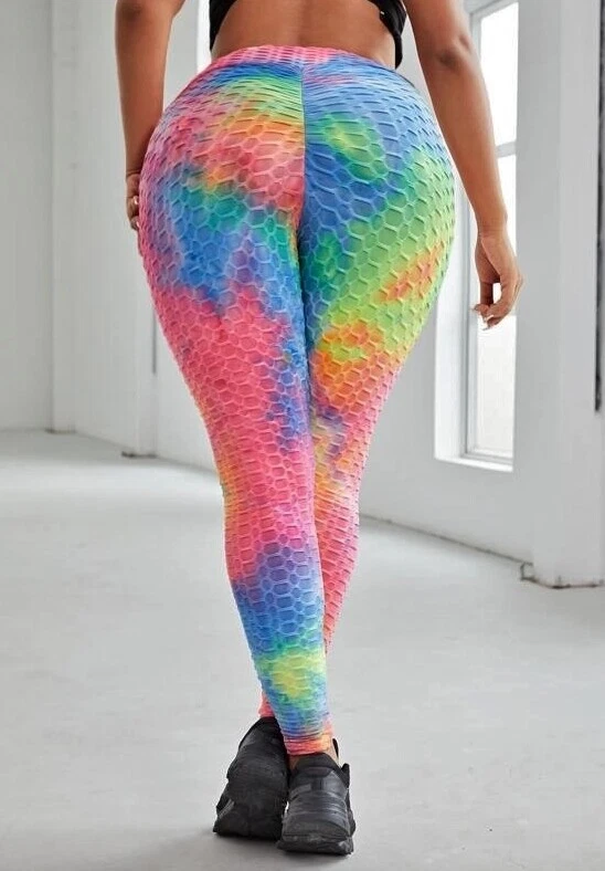 New PLUS SIZE Womens MULTI COLORED TIE DYE HONEYCOMB STRETCH