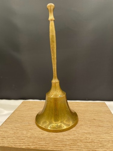 Brass Hand Bell 7" H All Brass Dinner Bell School Bell India with Patina - Picture 3 of 8
