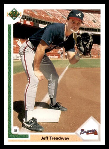 1991 Upper Deck #499 Jeff TREADWAY  Second Base  Atlanta BRAVES  FREE mailing