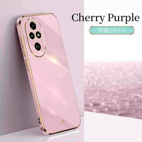 Funda trasera de goma suave con marco chapado en color caramelo para Honor 200 Pro - Imagen 6 de 8