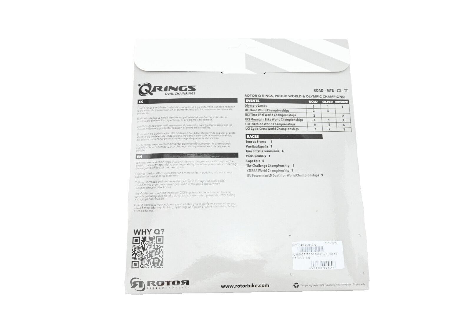 ROTOR QRings AERO Oval 2fach LK110 Kettenblatt für Rotor ALDHU