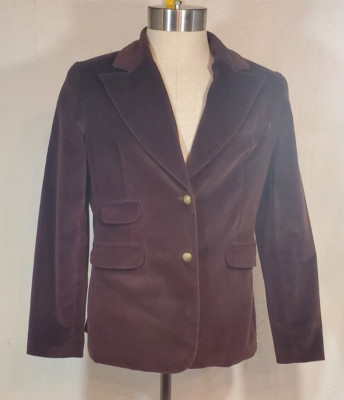 DG2 BROWN   Velvet spandex Blazer Jacket  Sz women's M