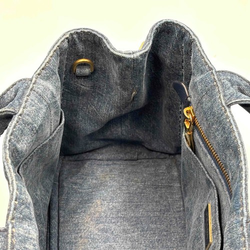 PRADA Tote Bag Canapa Denim Indigo Bule Authentic - Picture 22 of 24