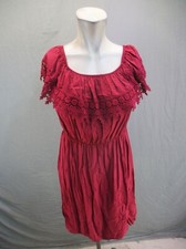 NWT HD Size 2 Womens Red Lace Stretch Waist Sleeveless Bardot Midi Dress 283