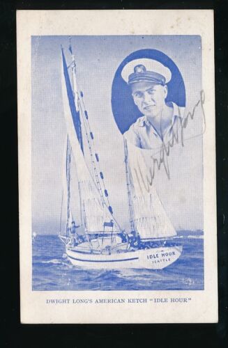 Sailing Yacht Ketch IDLE HOUR Dwight Long 5 year World Cruise c1934 signed PPC - Imagen 1 de 1