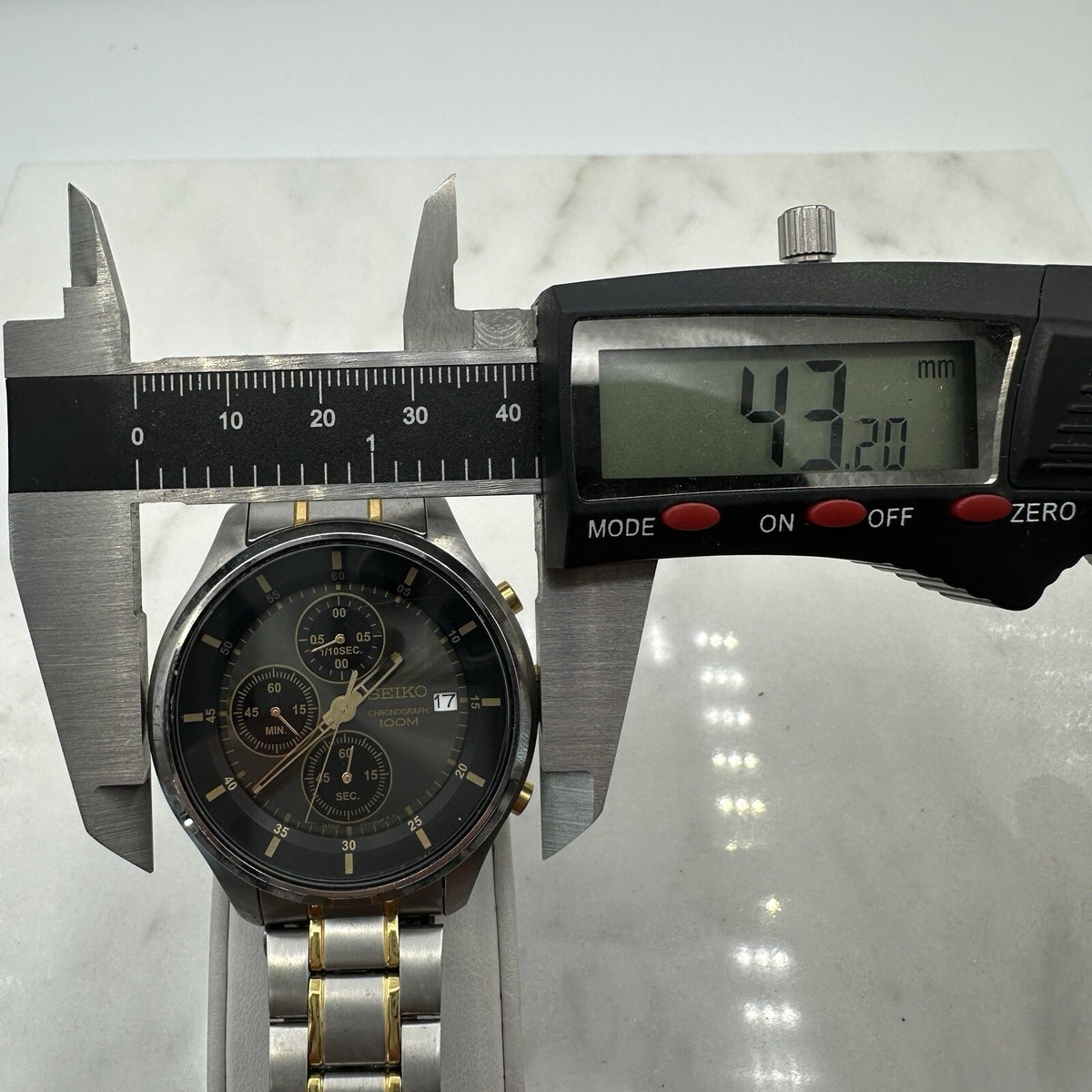 SEIKO 4T57-00G0 CHRONOGRAPH 42mm Men's Watch New Battery, Wrist Sz