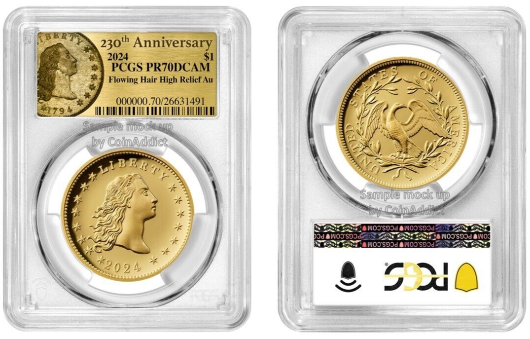 Presale 2024 W Gold Flowing Hair $1 230th PCGS PR70DCAM #834 F2 | eBay