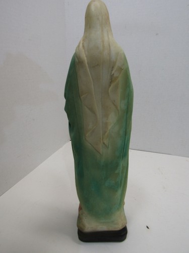OLD VINTAGE RELIGIOUS MARY OPEN HEART HALLOW CHALK WARE STATUE 16" - Picture 3 of 5