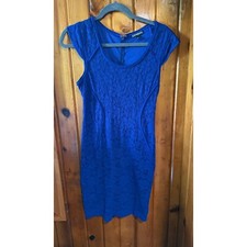 Express Blue Lace Bodycon Dress Cap Sleeve Party Cocktail Size 6