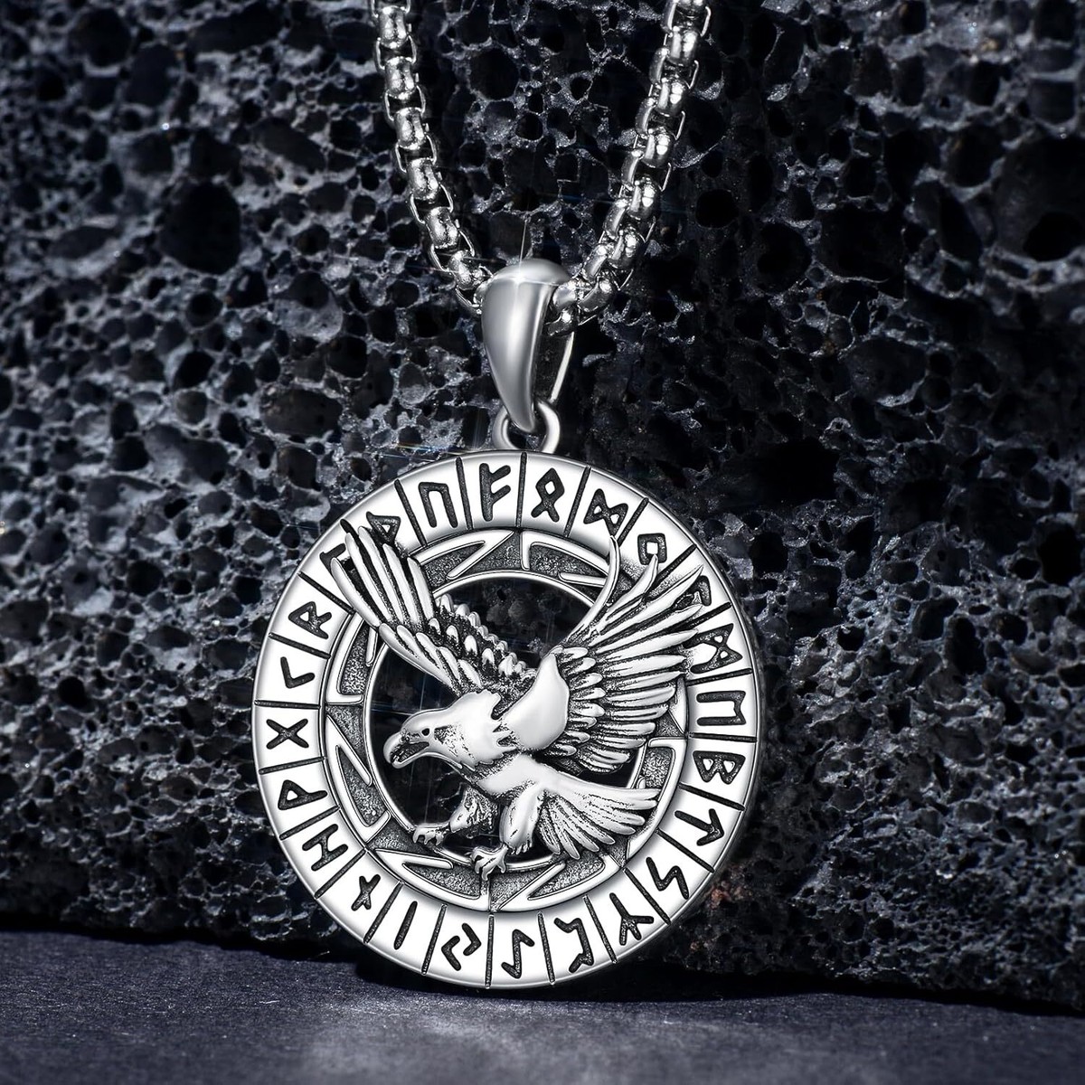 Bald Eagle Necklace 925 Sterling Silver USA Pendant Viking Jewelry for Men  Women