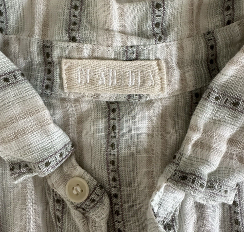 CP Shades Linen Blouse Womens XS Button Down Pockets Striped Tunic - Picture 2 of 6