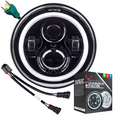 Eagle Lights Black 7'' Halo LED Headlight 14 - 23 Harley Street Glide Road King