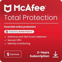 McAfee Total Protection 2026, 5 Devices, 2 Years for PC | Mac | Android | iOS