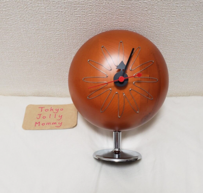 George Nelson Pill Clock Made for Wood Orange Mid Century