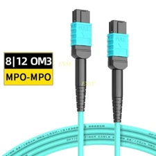 1-80M MPO to MPO Female 8 or 12 Core OM3 Fiber Optic Patch Cord MTP Female lot