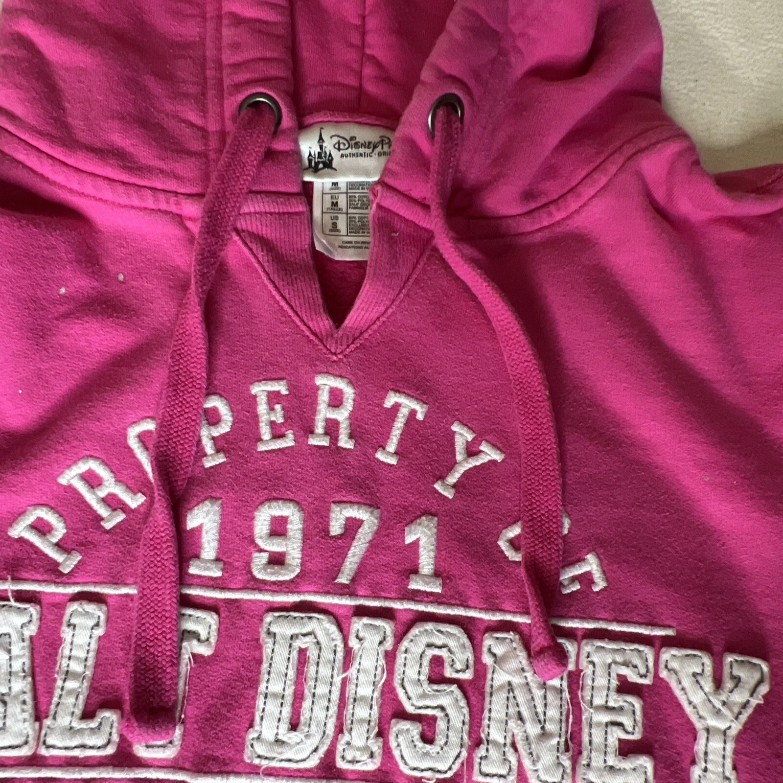 VETEMENTS Felpa con cappuccio Disney Parks donna taglia S rosa ricamata